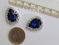Preview: Strass Tropfen blau eingefasst